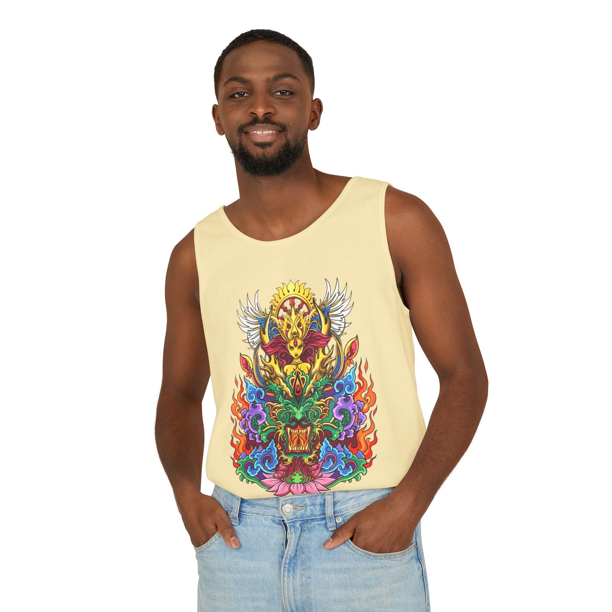 Dragon Lotus Tank Top — Vargas© Mythical Mask Graphic