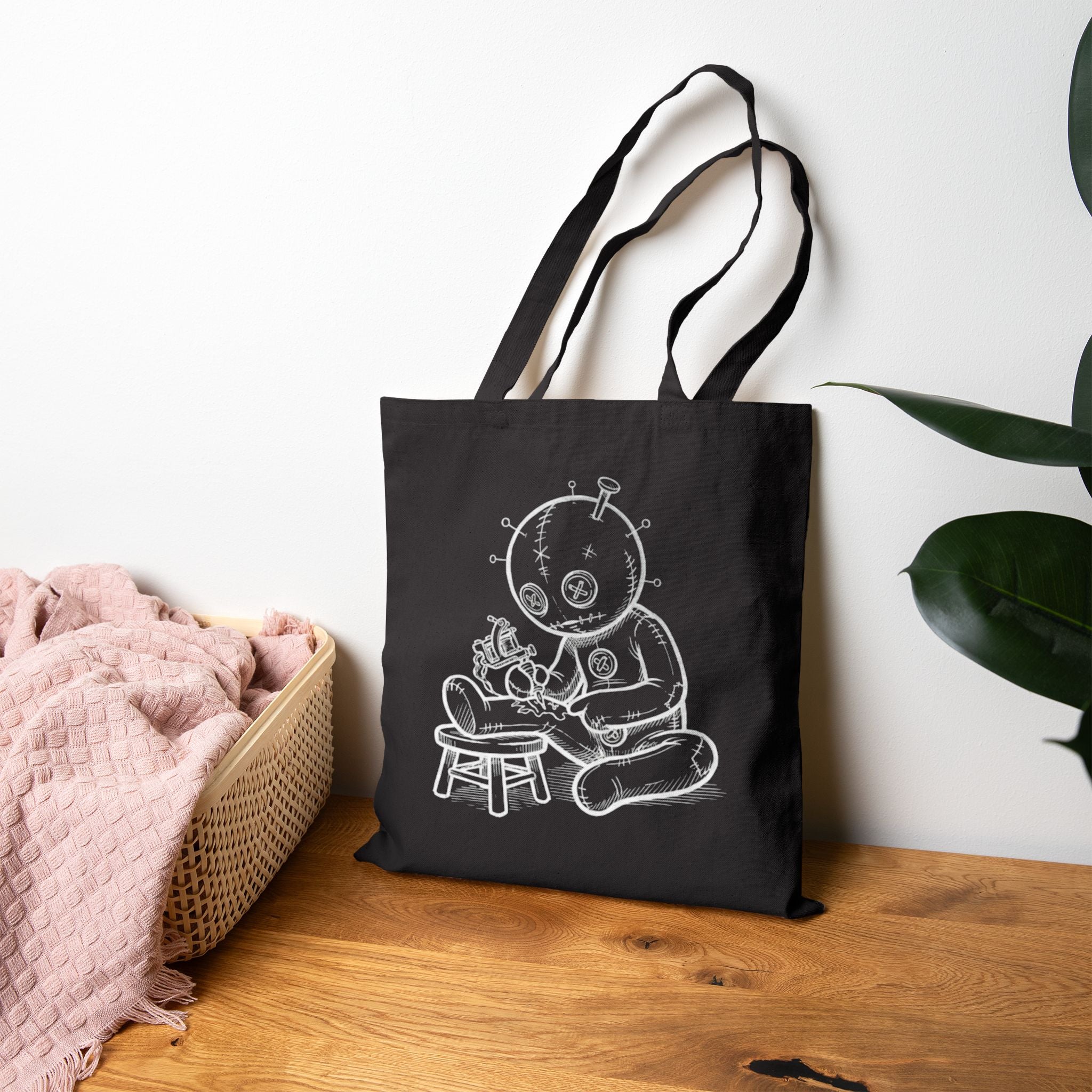 Canvas Tote Bag — Tattooing Voodoo Doll Illustration Eco Shopper