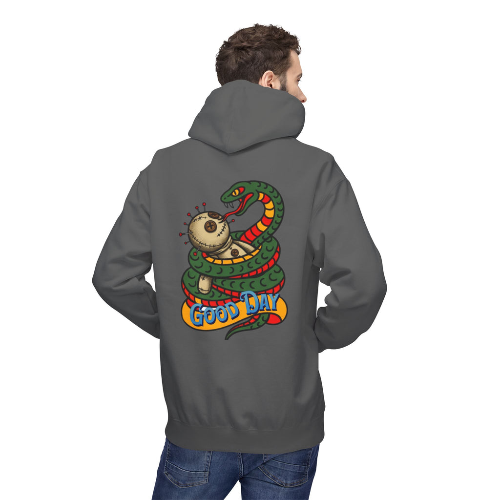 Good Day Snake Hoodie — Retro Voodoo Doll & Serpent Graphic Hoodie