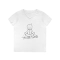 Meditating RagDoll Illustration V-Neck T-Shirt | 'Breathe' Zen Fall Tee