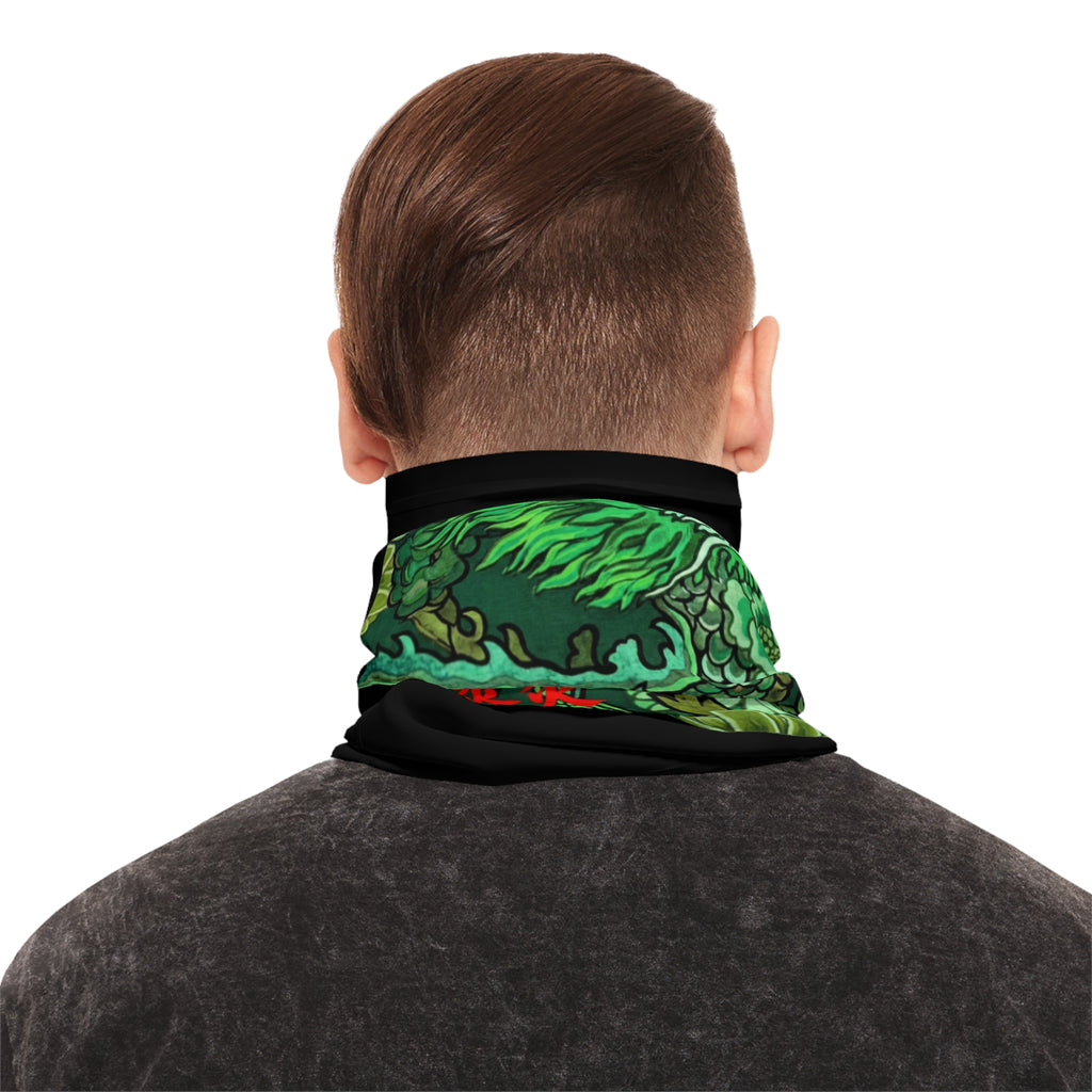 Dragon Kanji Neck Gaiter — Red Soul Flame Japanese  Neck Warmer
