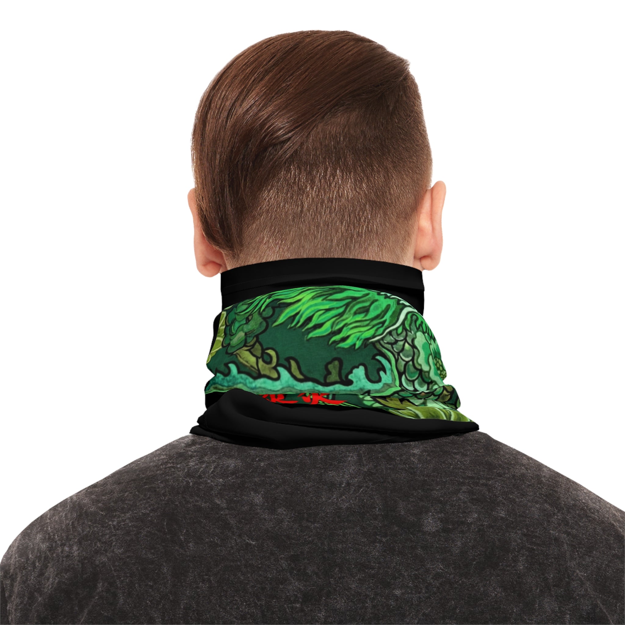 Dragon Kanji Neck Gaiter — Red Soul Flame Japanese  Neck Warmer