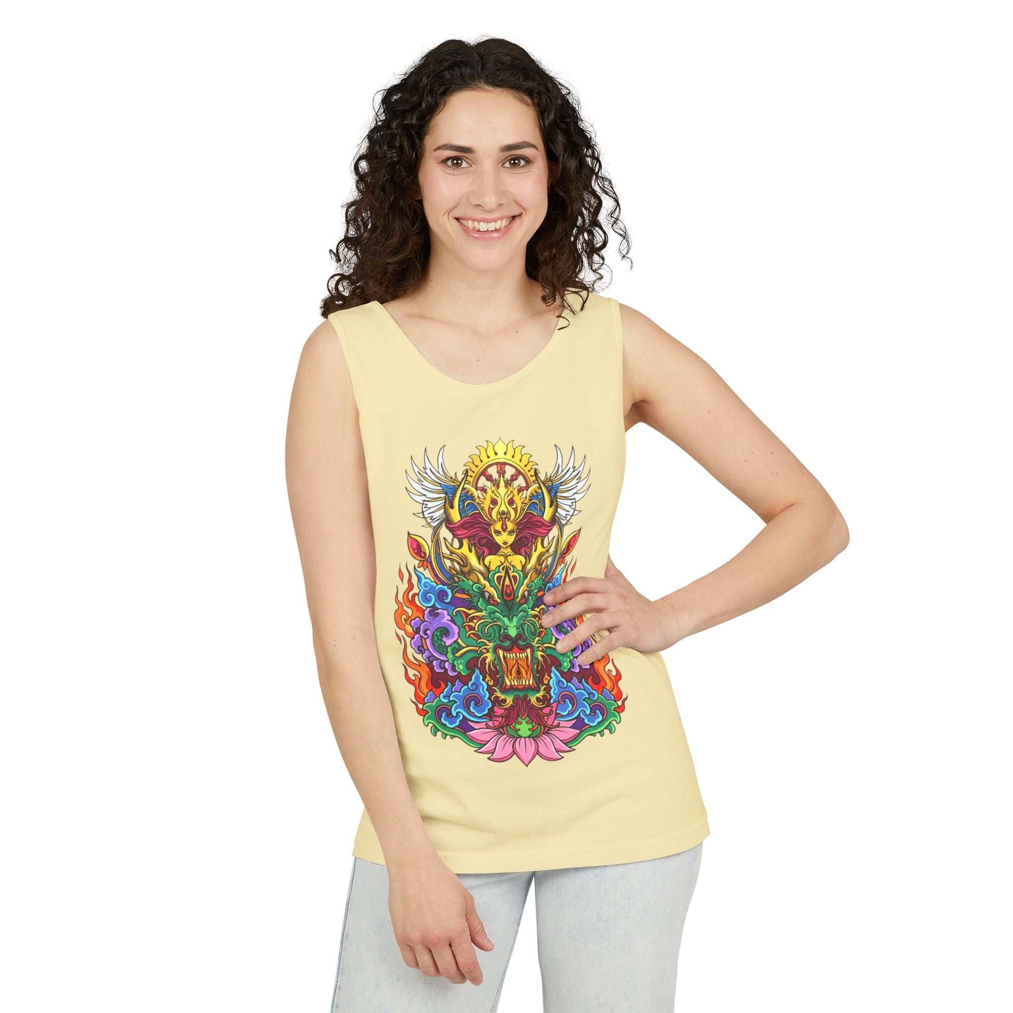 Dragon Lotus Tank Top — Vargas© Mythical Mask Graphic