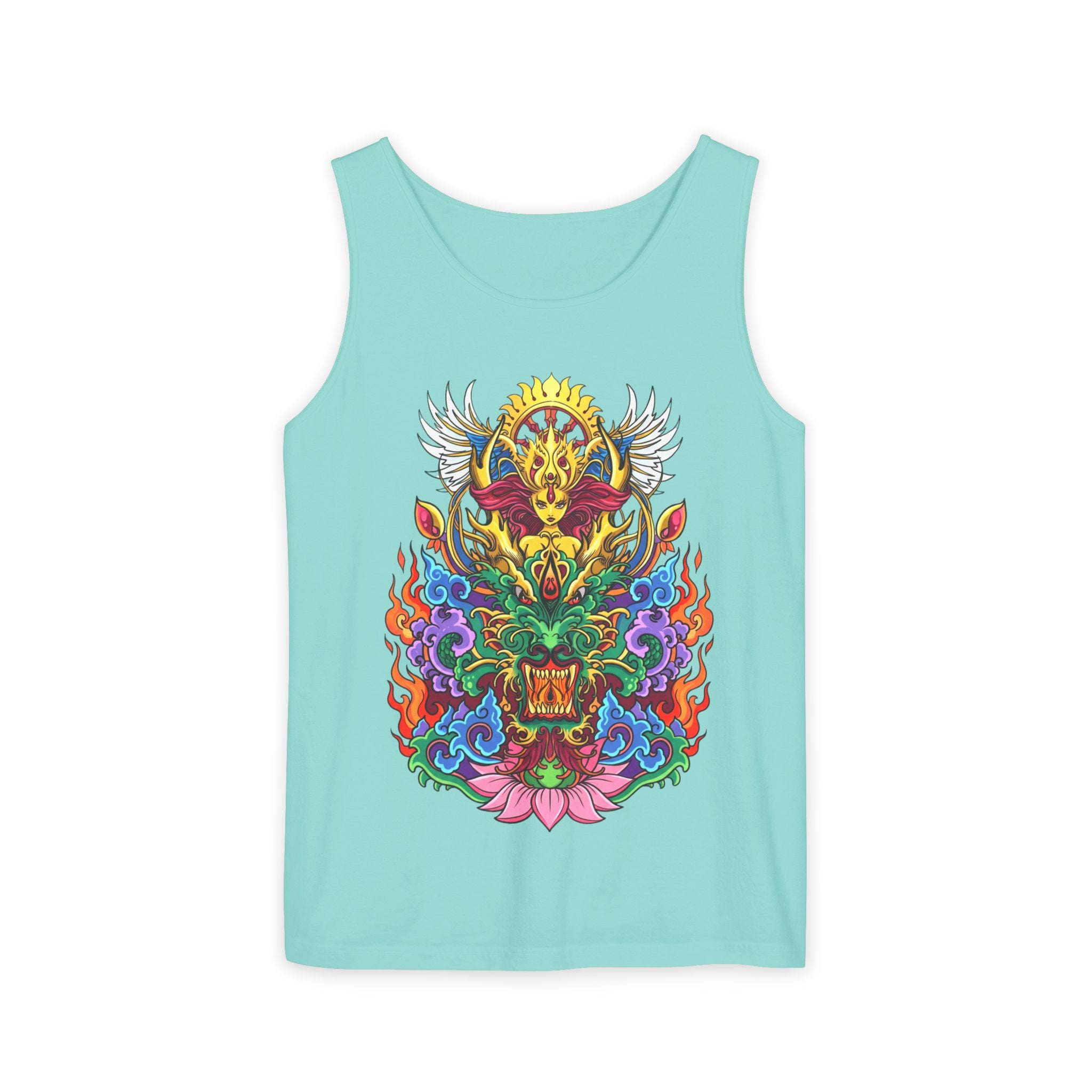 Dragon Lotus Tank Top — Vargas© Mythical Mask Graphic
