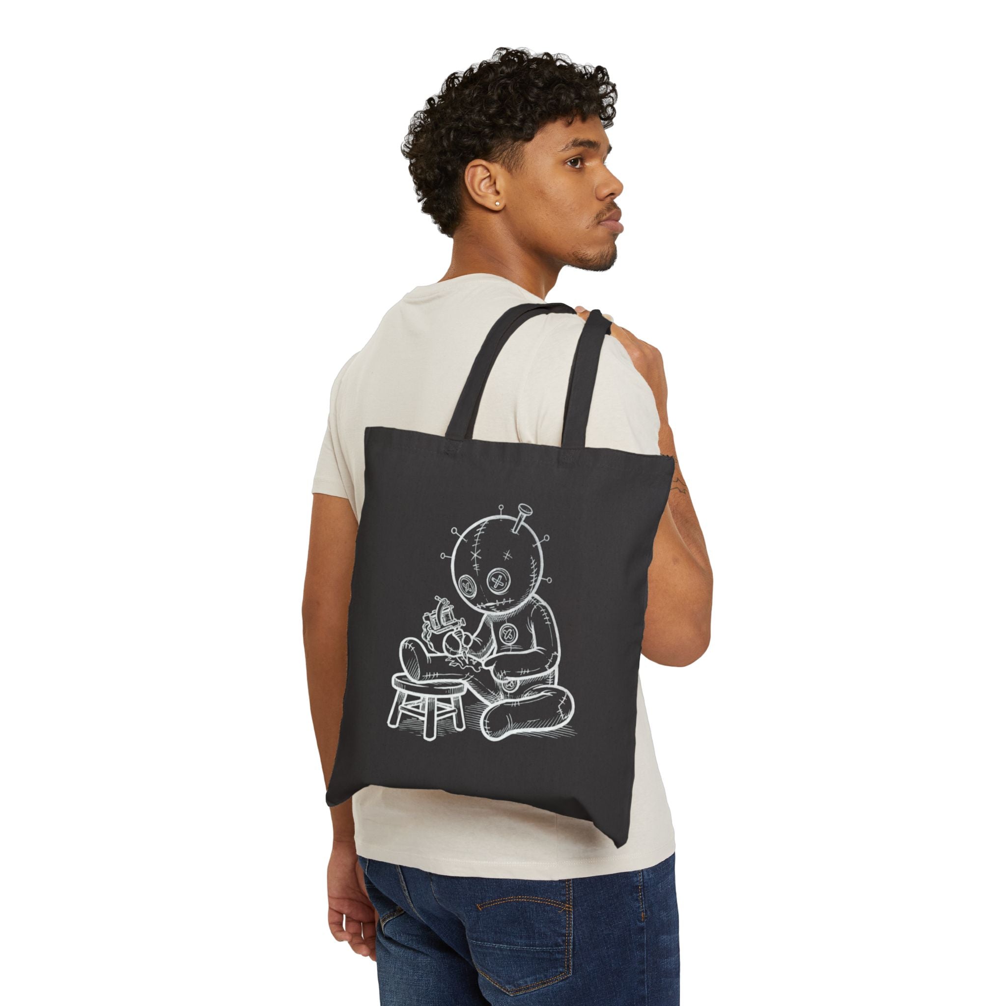 Canvas Tote Bag — Tattooing Voodoo Doll Illustration Eco Shopper