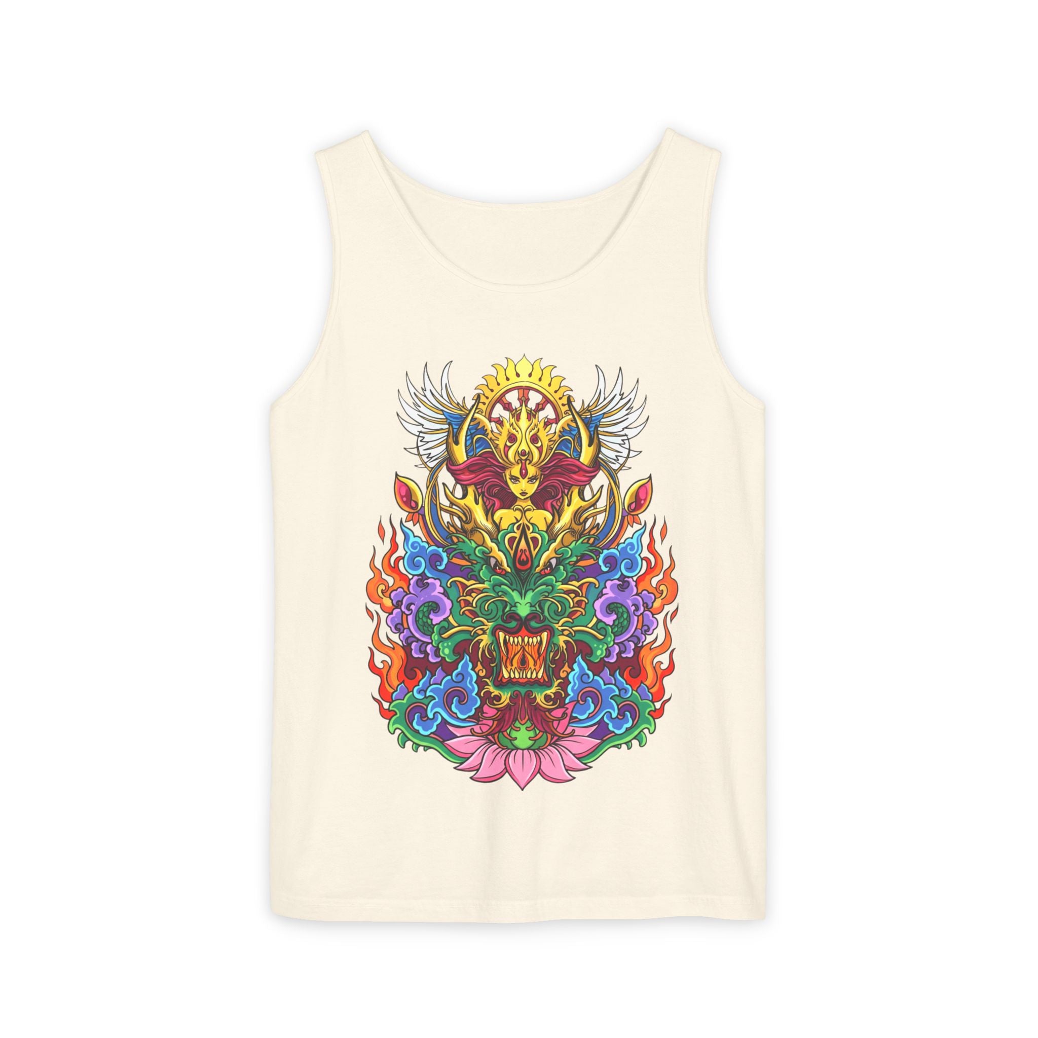 Dragon Lotus Tank Top — Vargas© Mythical Mask Graphic