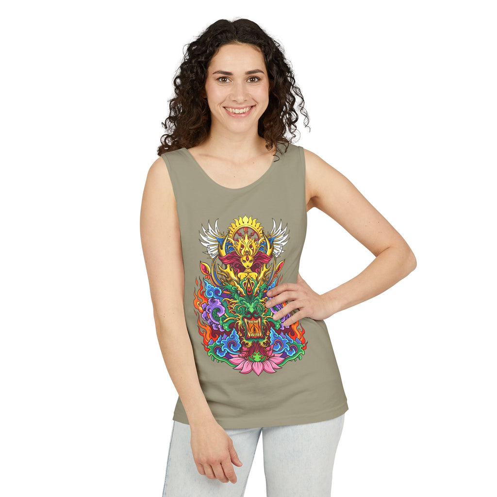 Dragon Lotus Tank Top — Vargas© Mythical Mask Graphic
