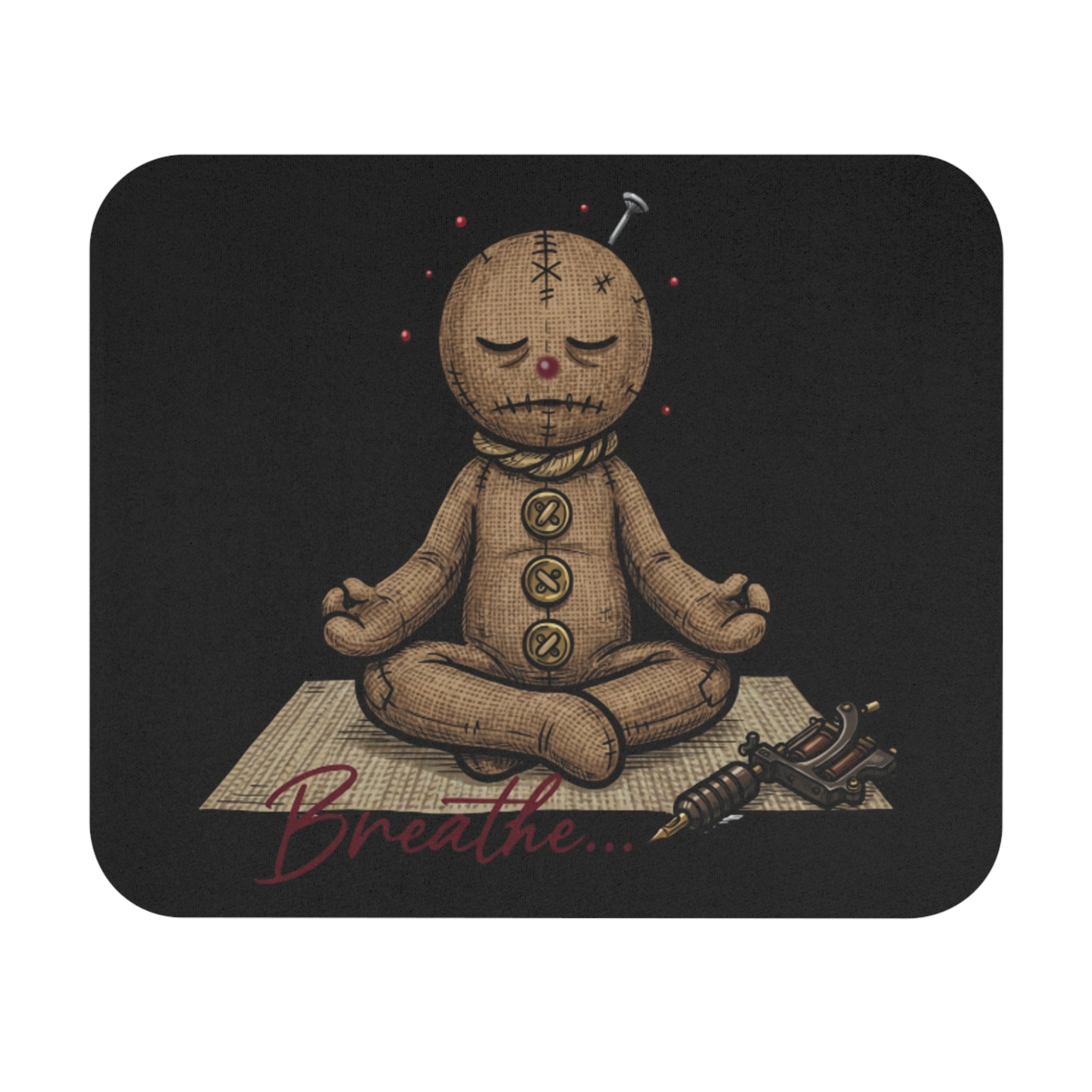 Voodoo Doll Meditating Mouse Pad | Breathe Yoga Office Desk Mat