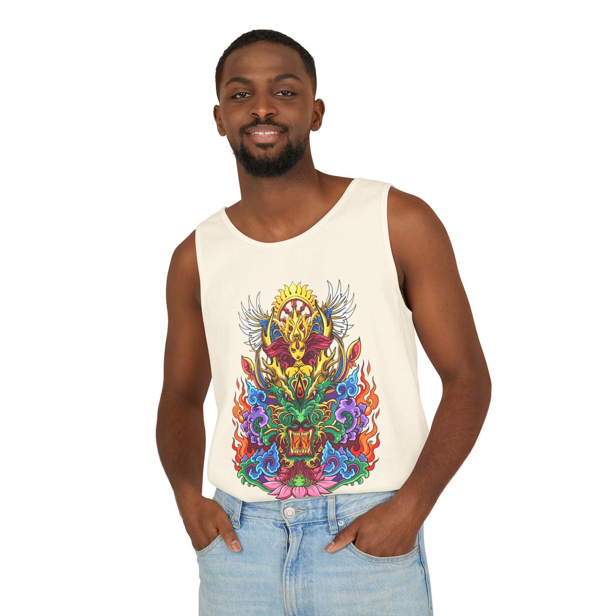 Dragon Lotus Tank Top — Vargas© Mythical Mask Graphic