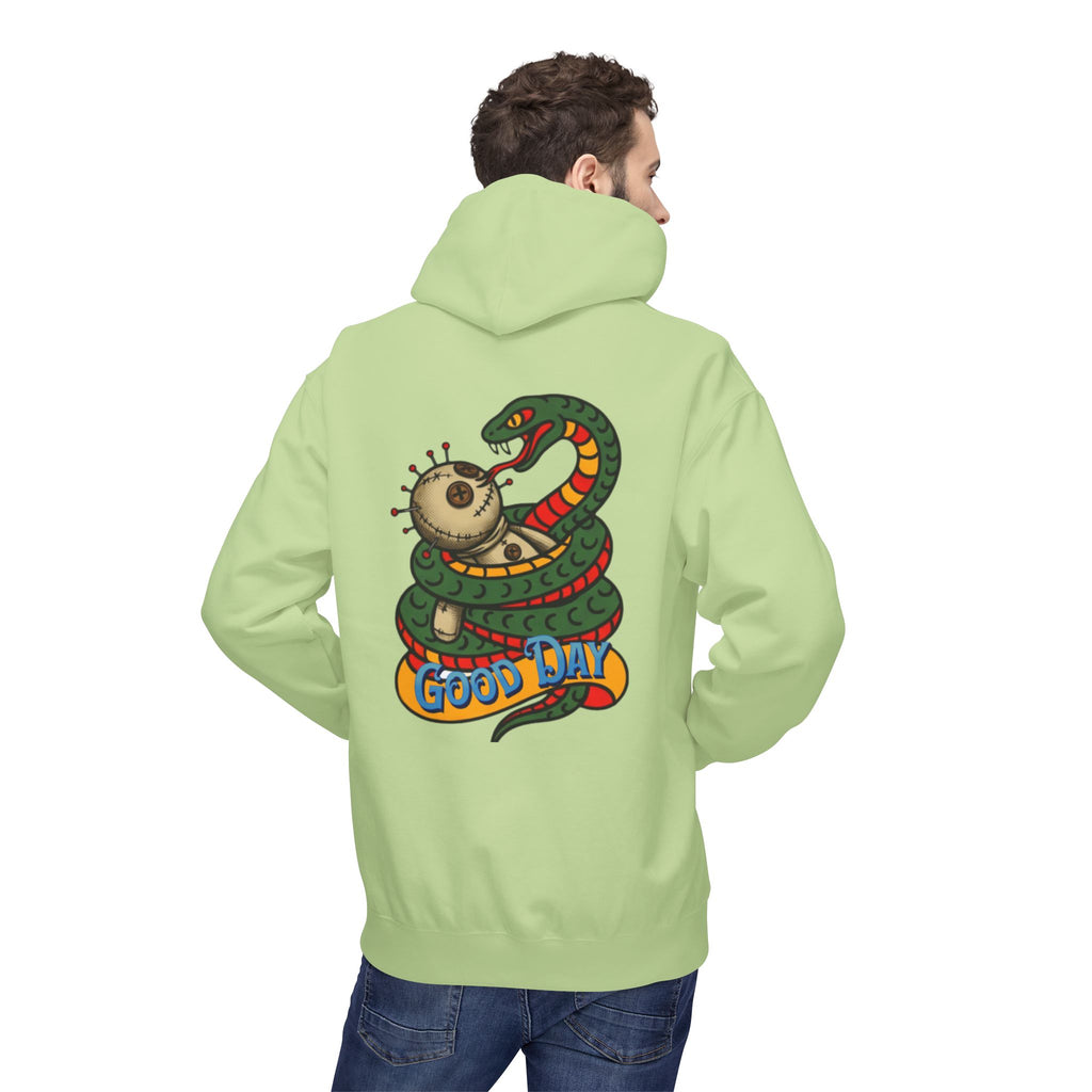 Good Day Snake Hoodie — Retro Voodoo Doll & Serpent Graphic Hoodie