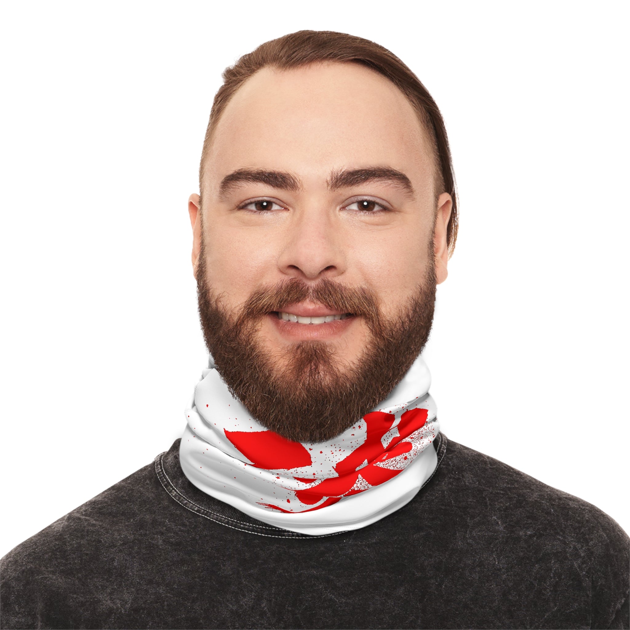 Vargas Neck Gaiter — Red Kanji & Vintage Snake Tattoo Designs