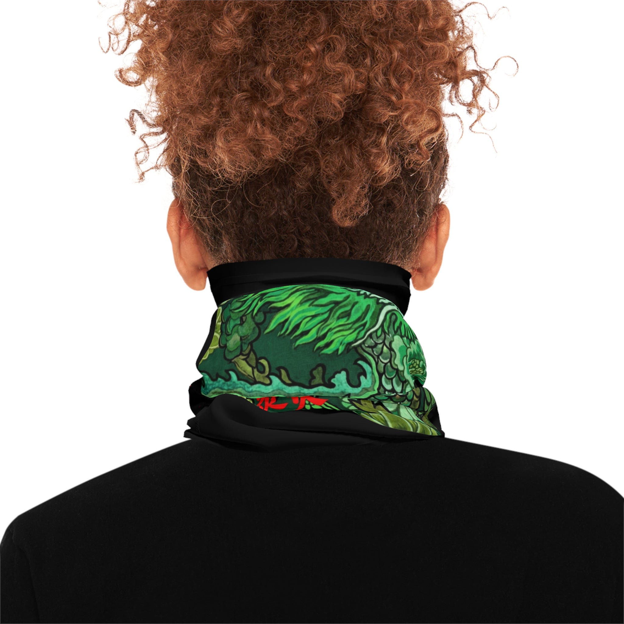 Dragon Kanji Neck Gaiter — Red Soul Flame Japanese  Neck Warmer