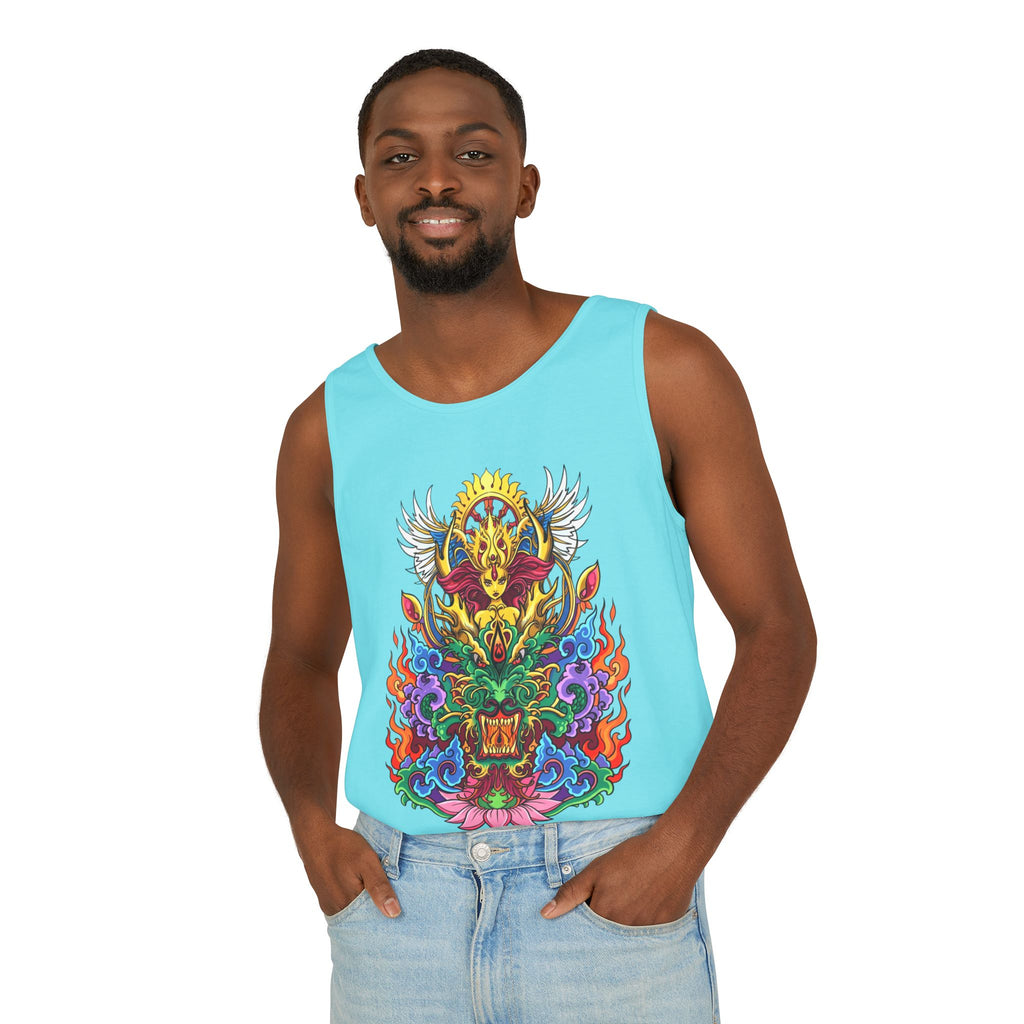 Dragon Lotus Tank Top — Vargas© Mythical Mask Graphic