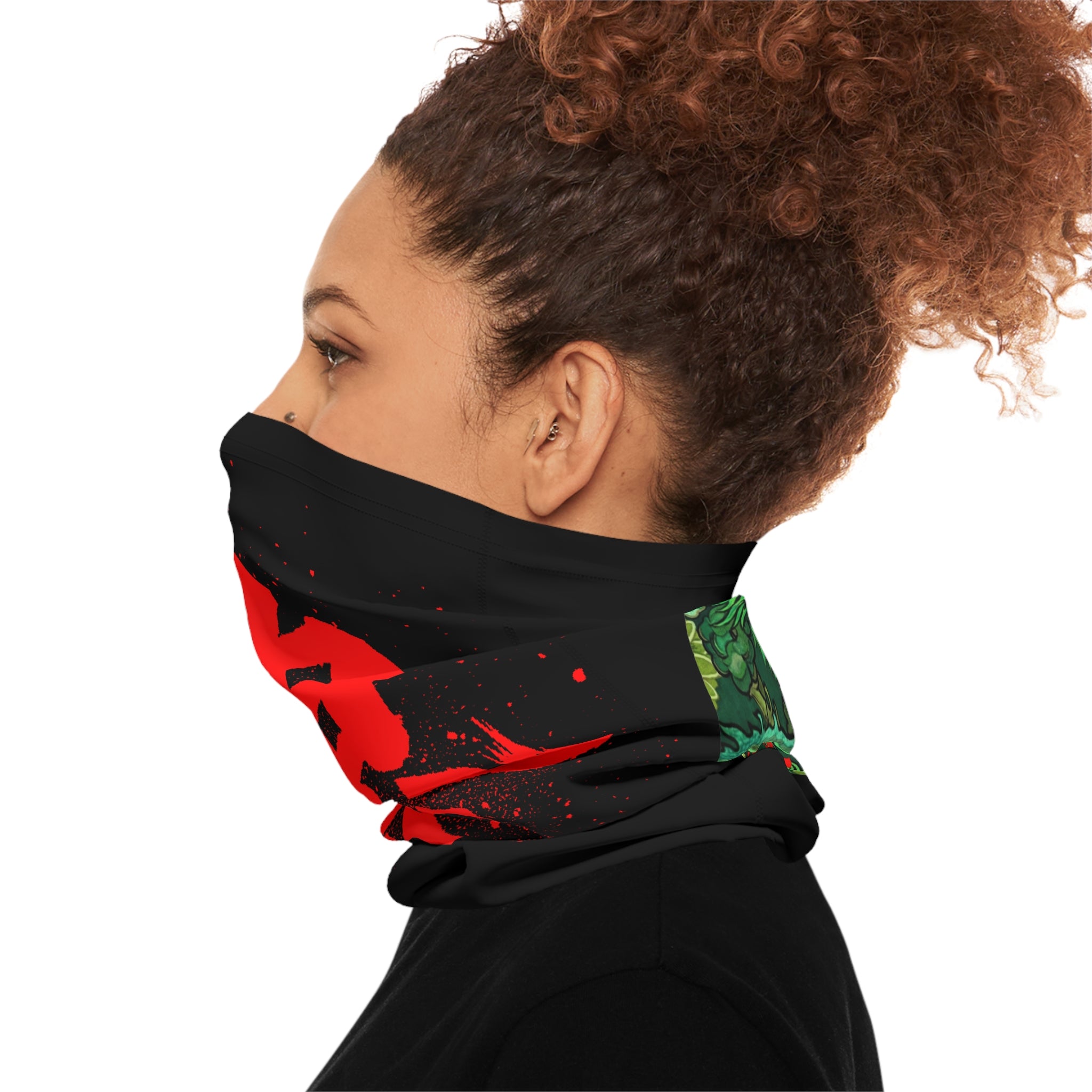 Dragon Kanji Neck Gaiter — Red Soul Flame Japanese  Neck Warmer