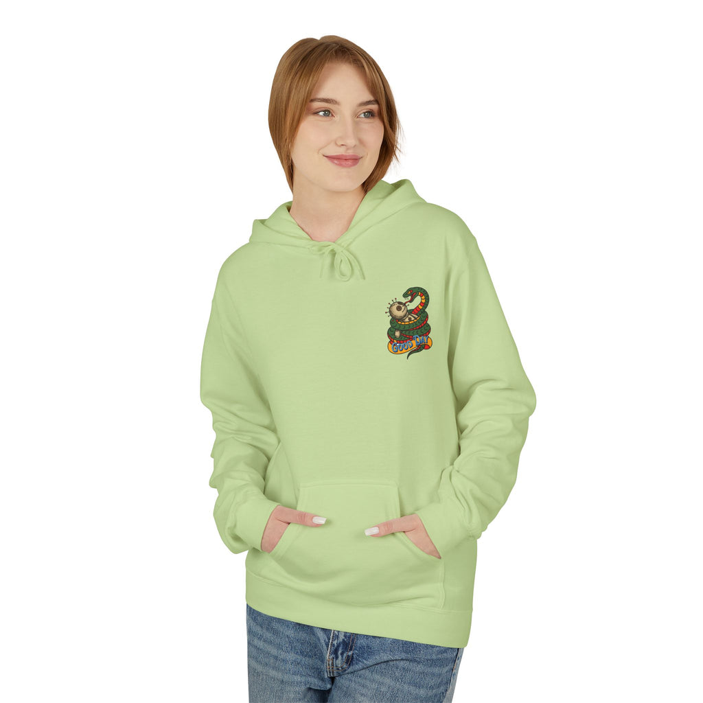 Good Day Snake Hoodie — Retro Voodoo Doll & Serpent Graphic Hoodie