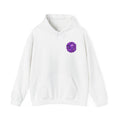 Purple Creepy Doll Skull Hoodie | Drip Text Horror Back Graphic