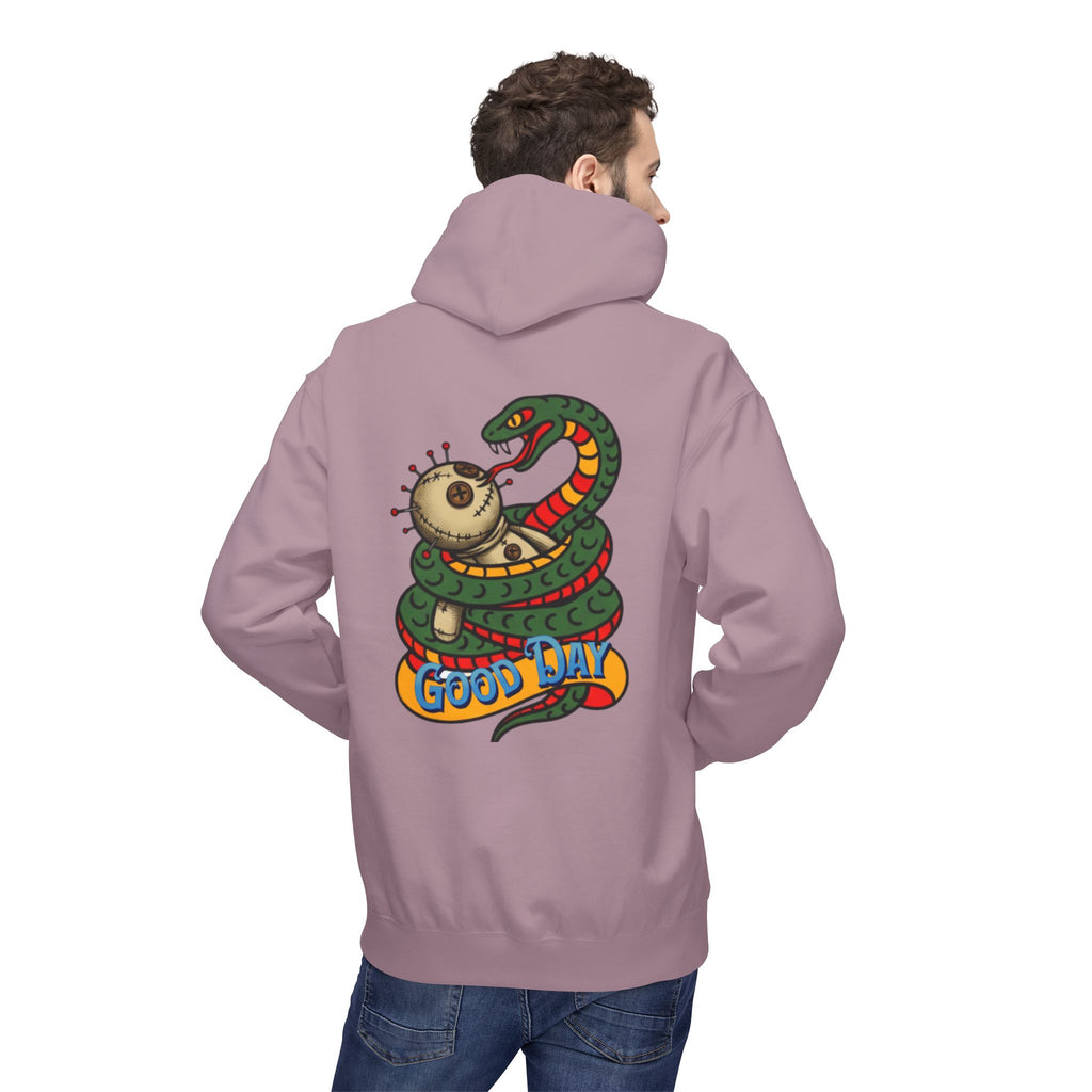Good Day Snake Hoodie — Retro Voodoo Doll & Serpent Graphic Hoodie