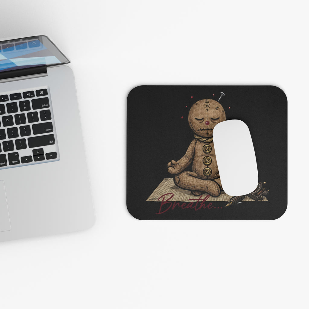 Voodoo Doll Meditating Mouse Pad | Breathe Yoga Office Desk Mat