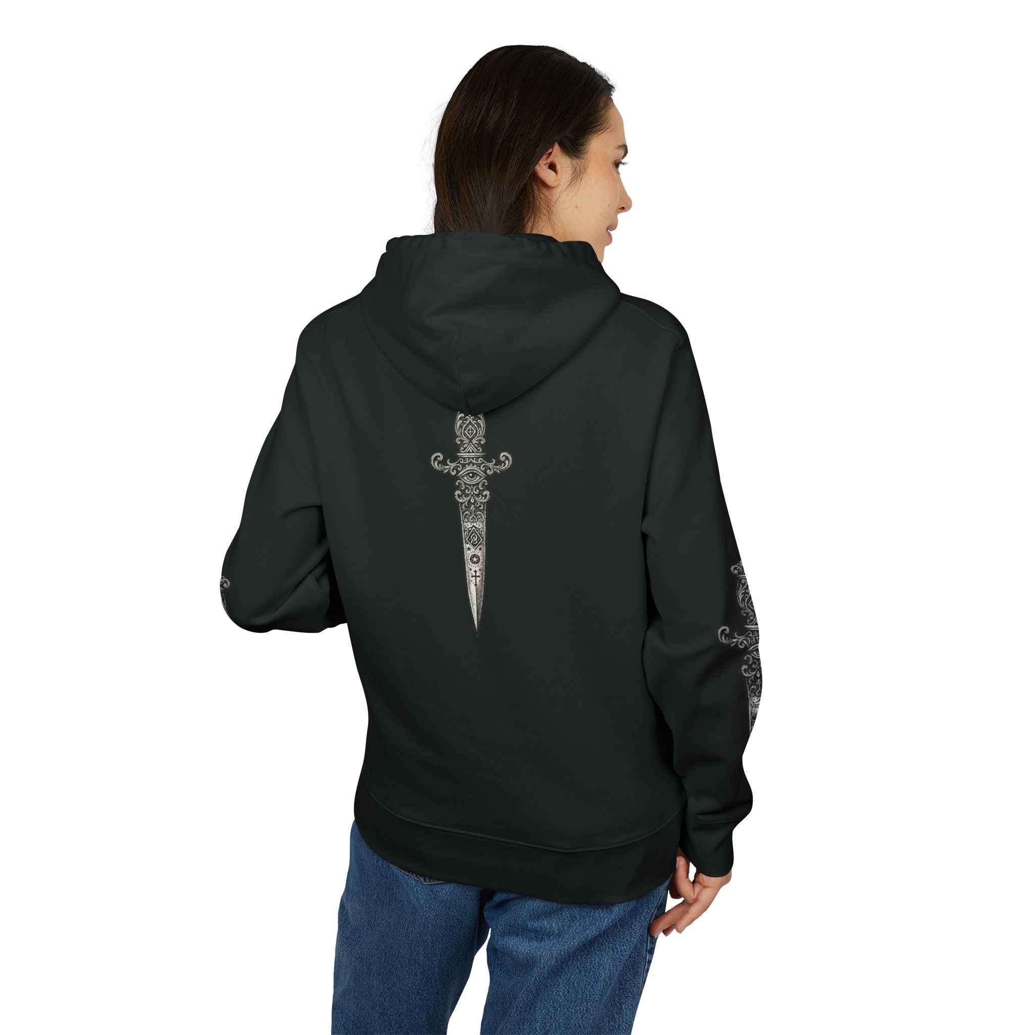 Dagger Graphic Hoodie — Ornate  Sleeve Print