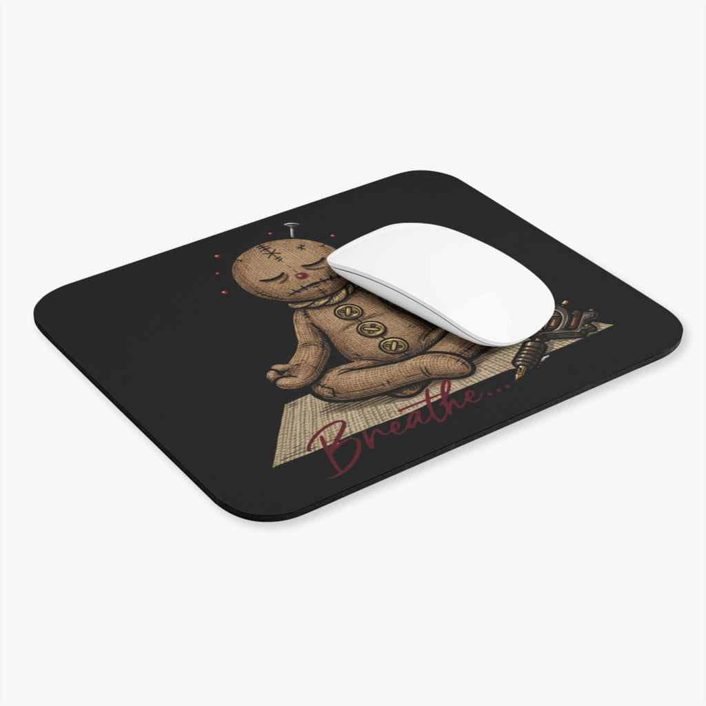 Voodoo Doll Meditating Mouse Pad | Breathe Yoga Office Desk Mat