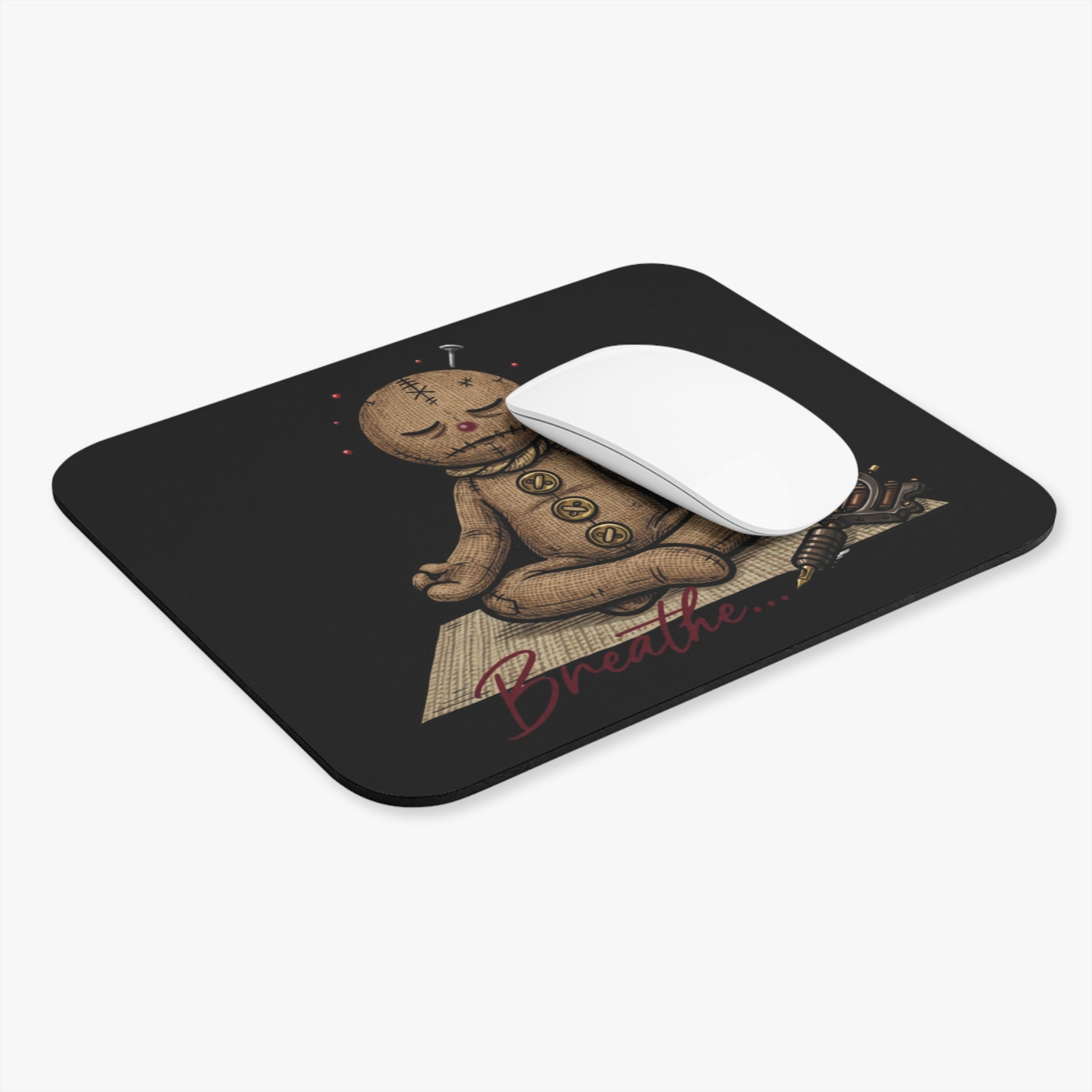 Voodoo Doll Meditating Mouse Pad | Breathe Yoga Office Desk Mat