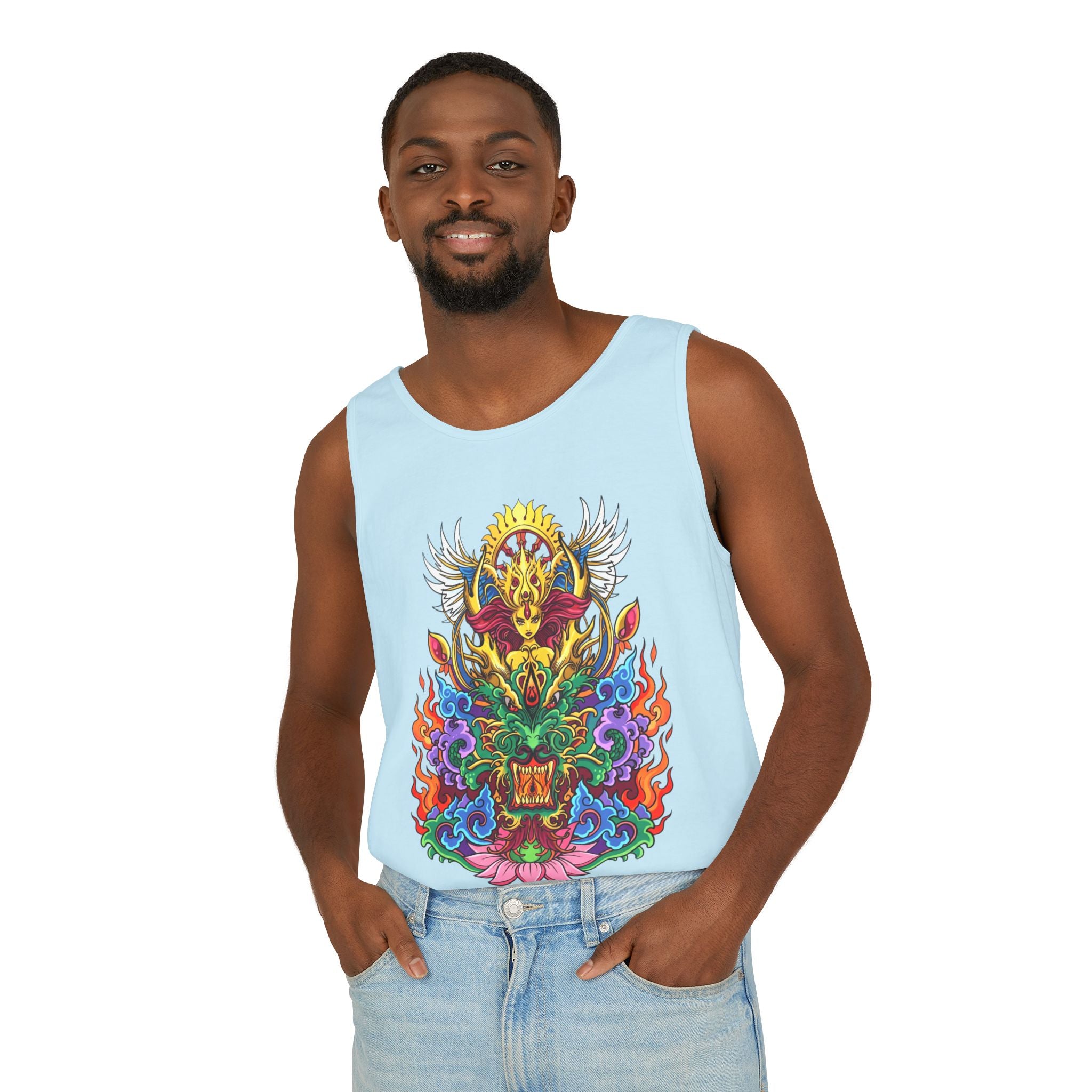 Dragon Lotus Tank Top — Vargas© Mythical Mask Graphic
