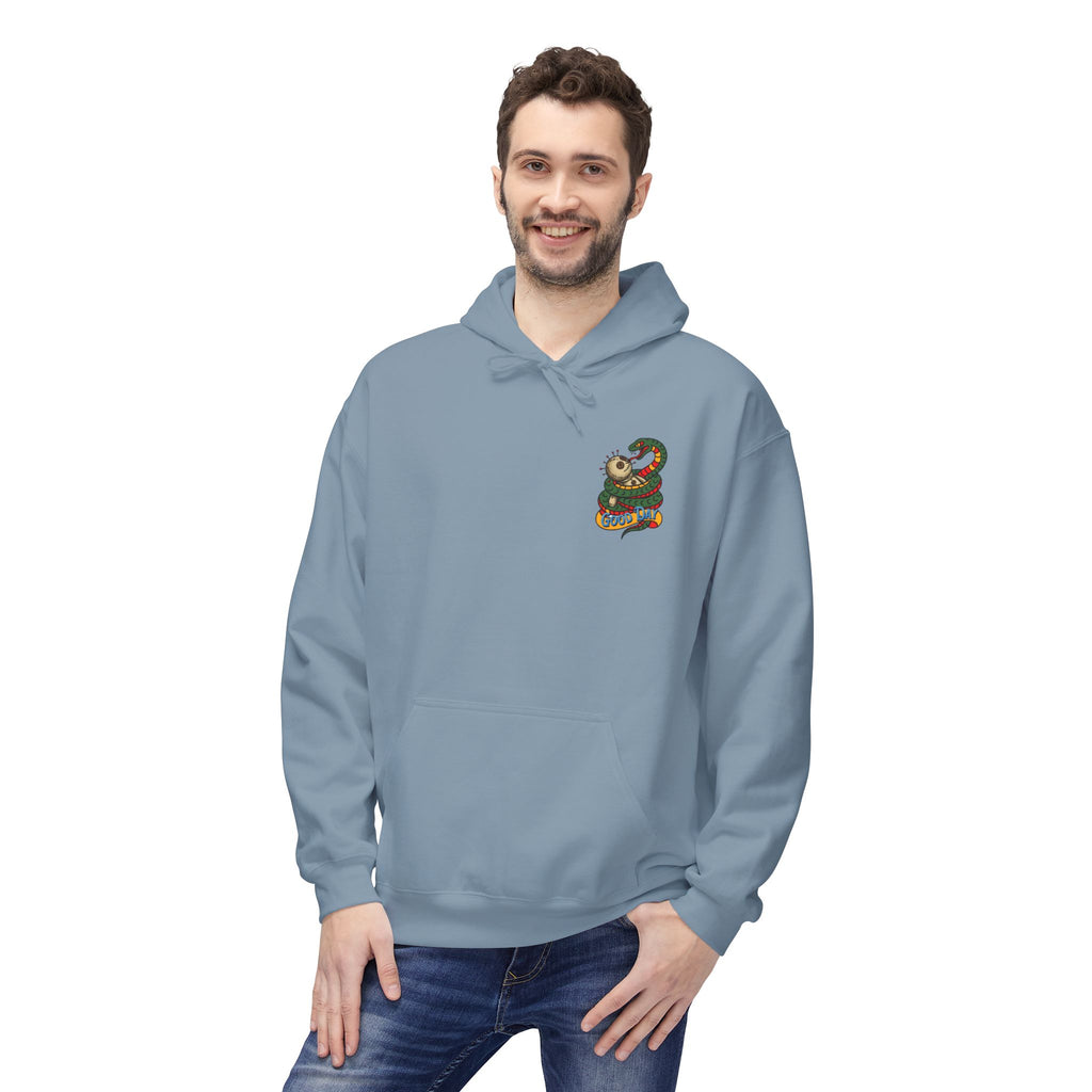 Good Day Snake Hoodie — Retro Voodoo Doll & Serpent Graphic Hoodie