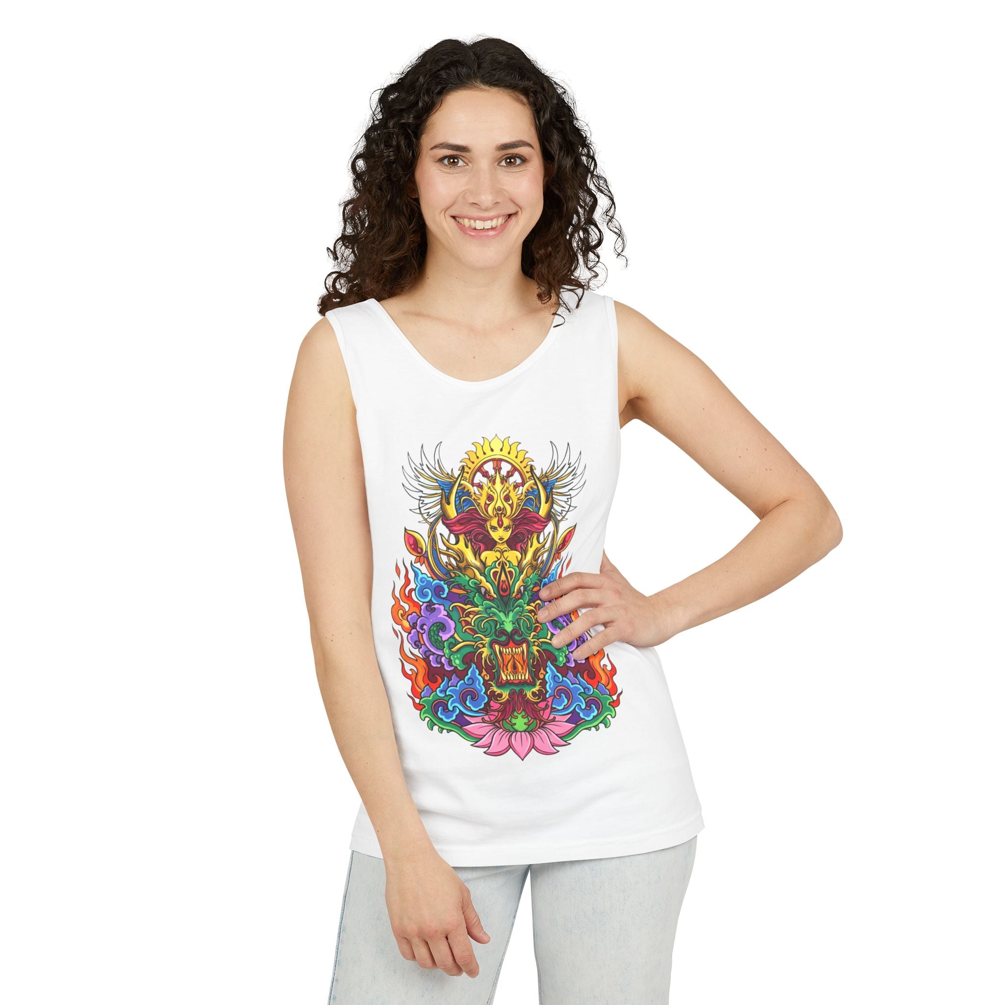 Dragon Lotus Tank Top — Vargas© Mythical Mask Graphic