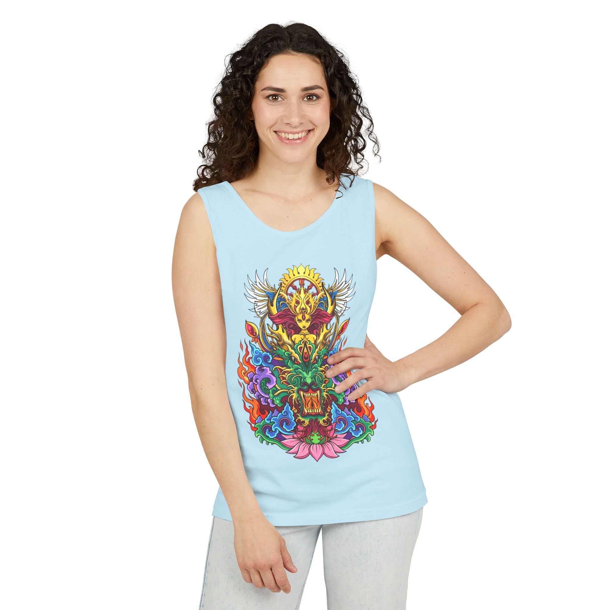 Dragon Lotus Tank Top — Vargas© Mythical Mask Graphic